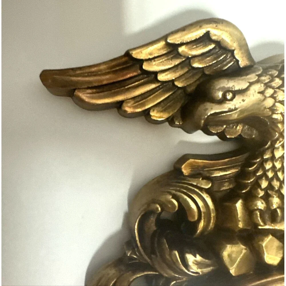 Vintage Large 16.5 X 10 SYROCO 1960 Wall CONVEX Mirror Federal EAGLE 4010 Gold